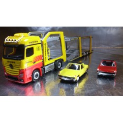 * Herpa 305853 Set B MB Actros Bigspace Eurolohr Cartrans + 2 VW Porsche 924 Cars