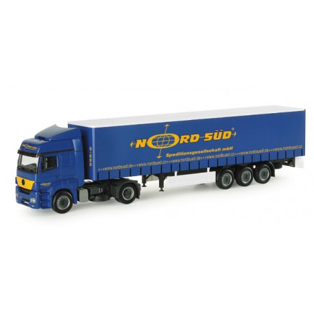 * Herpa Trucks 154109  Mercedes-Benz Axor curttain canvascover semitrailer "Nord-Sued"