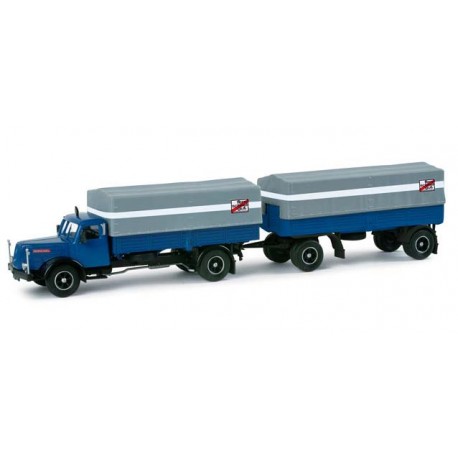* Herpa Trucks 157186  Henschel HS 140 canvas trailer "Fern Schnell Gut"