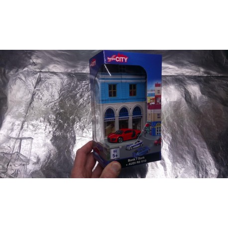 * Herpa City 800037 bank Building with Audi R8 die-cast model