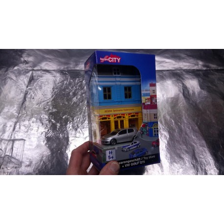 * Herpa City  800020 Toy store with VW Golf GTI die-cast model