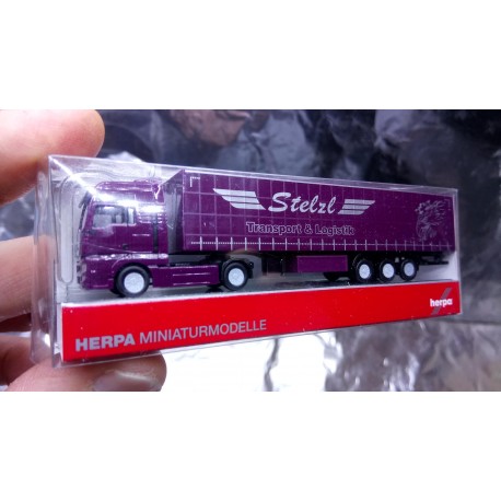 * Herpa 066297 MAN TGX XXL Curtain Canvas Semitrailer Stelzl 1:160 N Scale