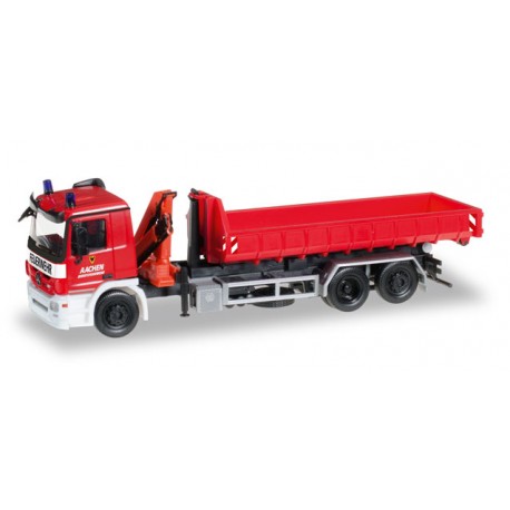* Herpa Trucks 306188  Mercedes-Benz Actros M roll-off container with loading crane "Feuerwehr Aachen"