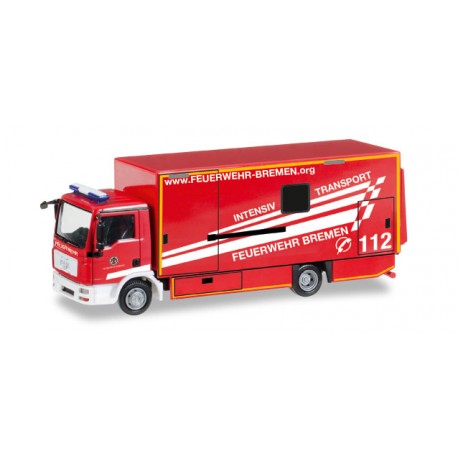 * Herpa Trucks 092456  MAN TGL box truck rescue vehicle "Bremen fire department"