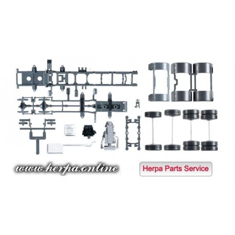 * Herpa Spare Parts 084291  chassis for tractor Mercedes-Benz Arocs 4-axles Content: 2 pieces